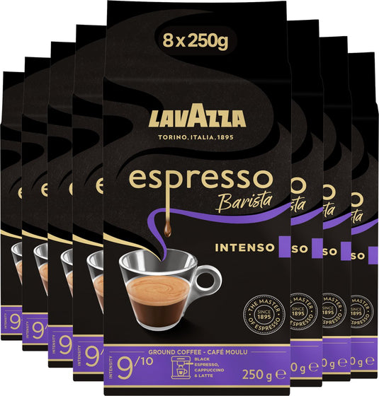 Lavazza espresso barista intenso filterkoffie - gemalen koffie - blend van arabica robusta bonen - intensiteit 9 10 - 8 x 250 gram