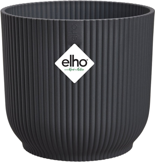 Elho vibes fold rond 14 - bloempot voor binnen - 100% gerecycled plastic - ø 14.1 x h 12.9 cm - antraciet