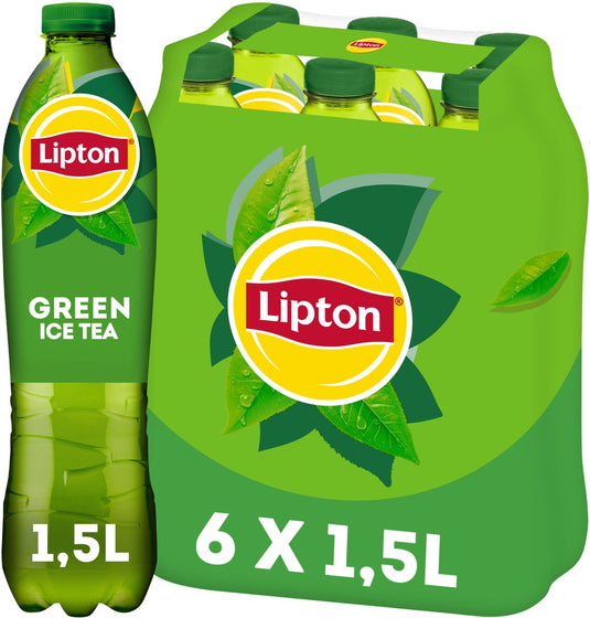 Lipton ice tea green fles - original - laag in suiker - 6 x 1500 ml - voordeelverpakking