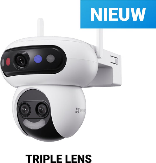 Ezviz h90f slimme beveiligingscamera - 3k triple lens - wifi camera buiten - werkt met google assistant alexa - persoonsdetectie nachtzicht - geen maandkosten