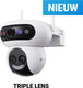 Ezviz h90f slimme beveiligingscamera - 3k triple lens - wifi camera buiten - werkt met google assistant alexa - persoonsdetectie nachtzicht - geen maandkosten