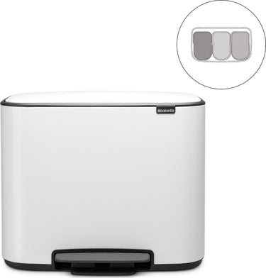 Brabantia bo prullenbak - 3 x 11 liter - afvalscheiding - white