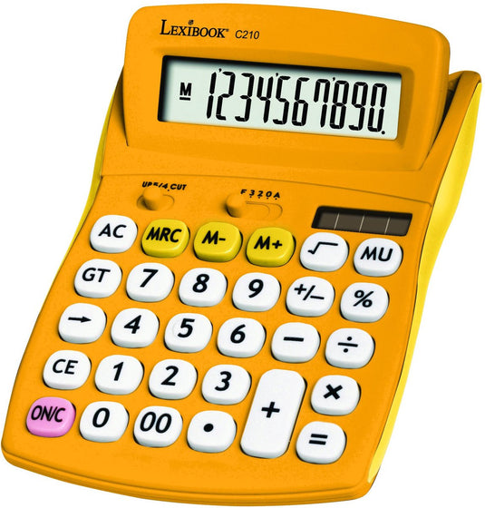 Lexibook 10-cijferige yellow zakrekenmachine met rubberen afwerking