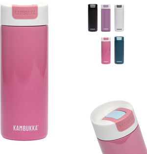 Kambukka olympus thermosbeker 500 ml - koffiebeker to go - makkelijk reinigen - lekvrije koffiebeker rvs - theebeker - travel mug - macaron pink