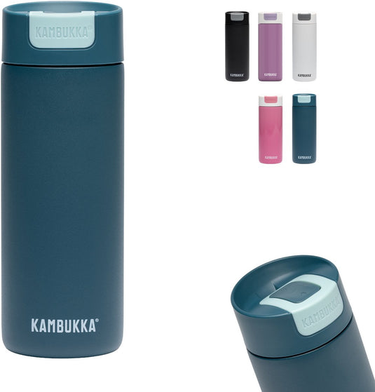 Kambukka olympus thermosbeker 500 ml - koffiebeker to go - makkelijk reinigen - lekvrije koffiebeker rvs - theebeker - travel mug - peacock blue