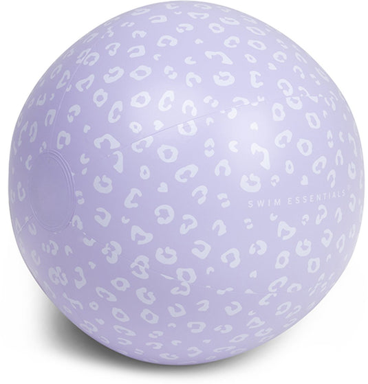 Swim essentials - strandbal - 51 cm - lila - luipaardprint - opblaasbal