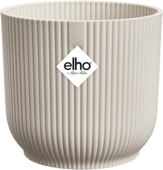 Elho vibes fold rond 16 - bloempot voor binnen - 100% gerecycled plastic - ø 16.1 x h 14.8 cm - linnen wit