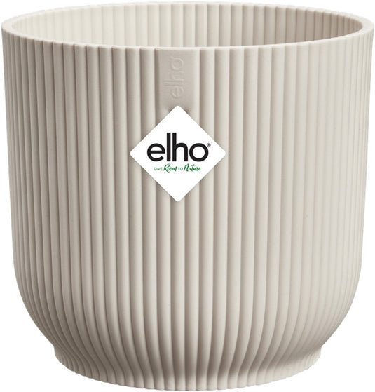 Elho vibes fold rond 18 - bloempot voor binnen - 100% gerecycled plastic - ø 18.4 x h 16.8 cm - linen white
