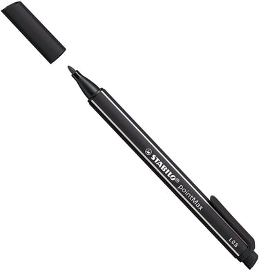 Stabilo pointmax - hardtip fineliner 0,8 mm - met nylon tip - zwart - per stuk