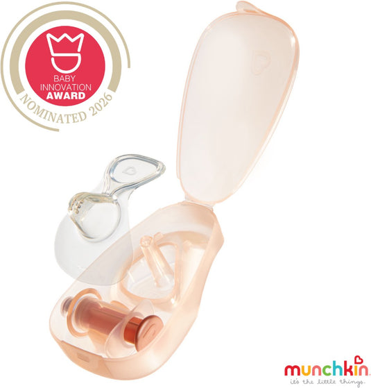 Munchkin flow siliconen tepelhoedje starter kit - zichtbare melkstroom tijdens borstvoeding - inclusief steriliseerdoosje - 20 mm