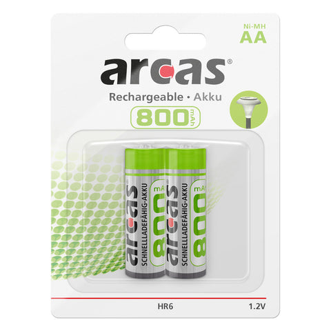 Battery sales europe oplaadbare batterijen arcas rechargeable nimh aa hr6 800mah, 2st.