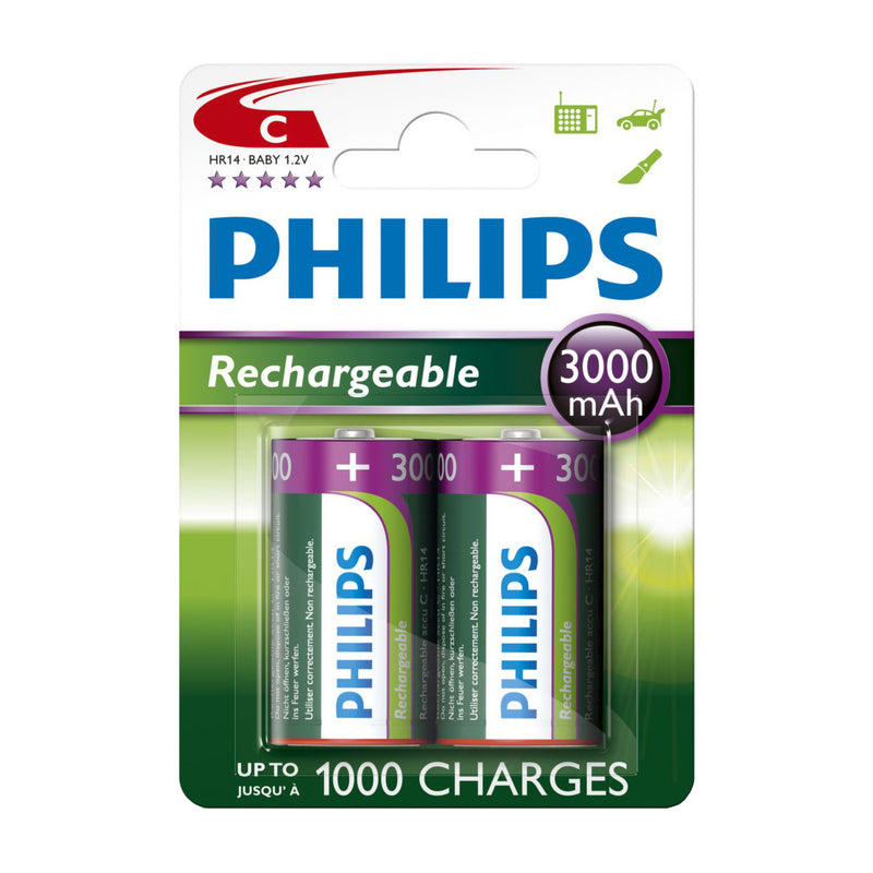 Load image into Gallery viewer, Battery sales europe oplaadbare batterijen philips rechargeable nimh c hr14 3000mah, 2st.
