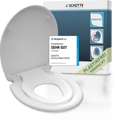 Schütte wc-bril 82940 family white - duroplast - soft close - afklikbaar - geïntegreerde kinderzitting - gelakt - wit