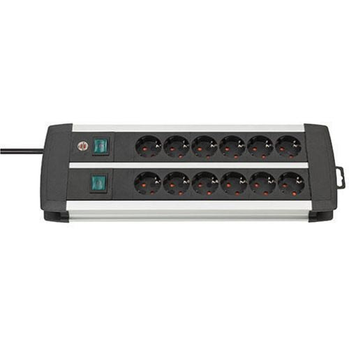 Brennenstuhl premium-alu-line techniek stekkerdoos 12-voudig duo zwart 3m h05vv-f 3g1,5 de stopcontacten zijn sch - 1391000912
