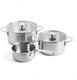 Kitchenaid stainless steel kookpannenset 5-delig - 16 20 24cm - 1.5 3.1 4.8l - pfas-vrij - rvs pannenset - pannenset inductie - ovenbestendig tot 220°c - met glazen deksel - zilver
