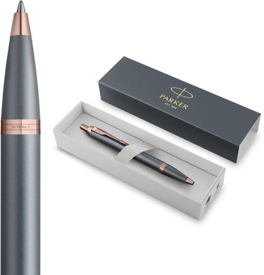 Parker im-balpen | finishing touch-collectie | leisteenafwerking | medium | blauw | geschenkverpakking
