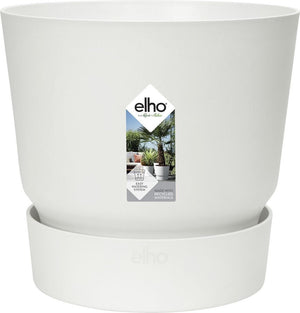 Elho greenville rond 18 - bloempot voor buiten met waterreservoir - 100% gerecycled plastic - ø 18.3 x h 17.4 cm - wit