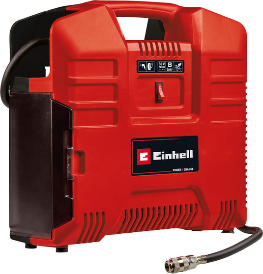 Einhell accu compressor te-ac 36 8 li of set solo - power x-change - 36 v li-ion - max. 8 bar - olievrij - zuigvermogen 130 l min - incl. 3-delige adapterset - excl. accu en lader
