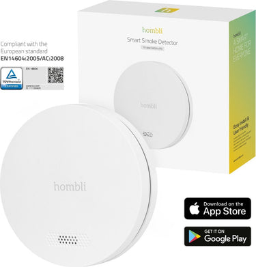 Hombli slimme rookmelder met magneet - brandmelder - 10 jaar batterij - 85db - app mobiele meldingen - eenvoudige installatie - 1 stuk - wit