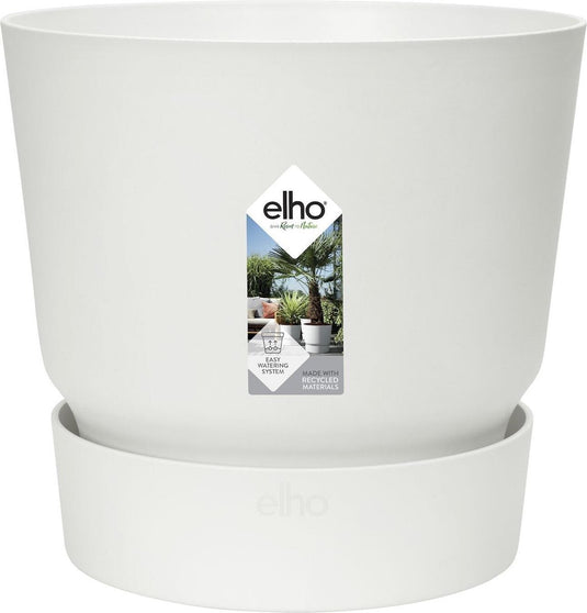 Elho greenville rond 18 - bloempot voor buiten met waterreservoir - 100% gerecycled plastic - ø 18.3 x h 17.4 cm - wit