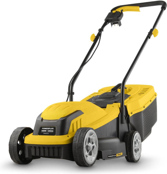 Powerplus elektrische grasmaaier poweg62203 - 1000 w, 320 mm ø grasmachine, tuintoestel, met grasopvangsysteem en achteruitworp