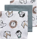 Meyco baby animal monddoekjes - 3-pack - hydrofiel - multicolour - 30x30cm