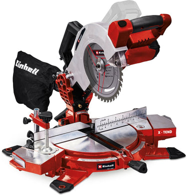 Einhell accu afkort- verstekzaag te-ms 18 210 li solo - power x-change - 18 v li-ion - ø210 mm - x-tend werkstuksteunen - incl. 40 tands zaagblad - excl. accu en lader