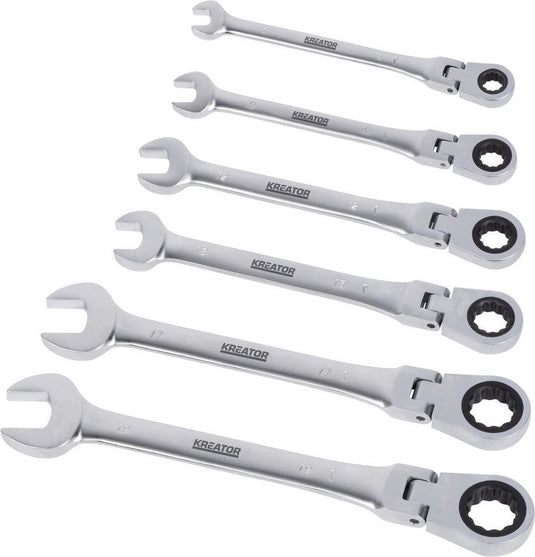 Kreator krt500014 flexibele ringratelsleutelset - 6 delig - in kunststof houder