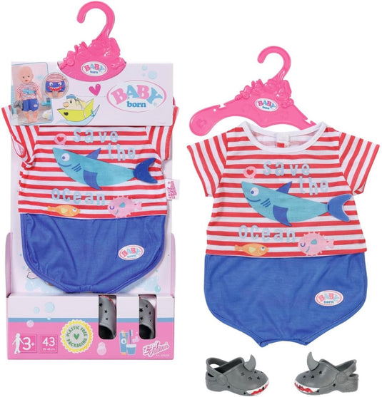 Baby born bad pyjama met schoenen - accessoires voor poppen tot 43cm - haaienthema