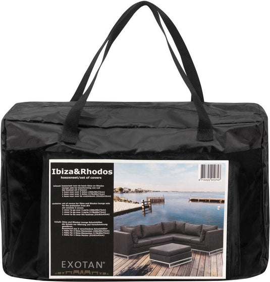 Exotan rhodos beschermhoes loungeset - pe - zwart - 45x30x14