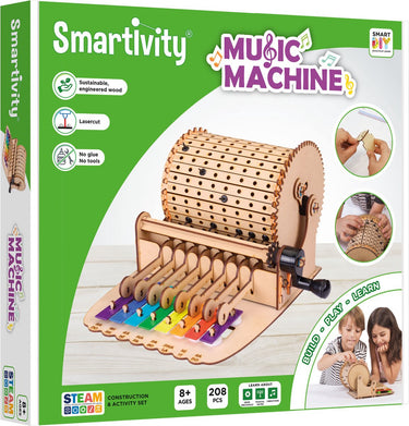 Smartivity music machine - houten stem bouwpakket - mechanisch draaiorgel xylofoon - duurzaam constructiespeelgoed modelbouw - vanaf 8 jaar tot volwassen