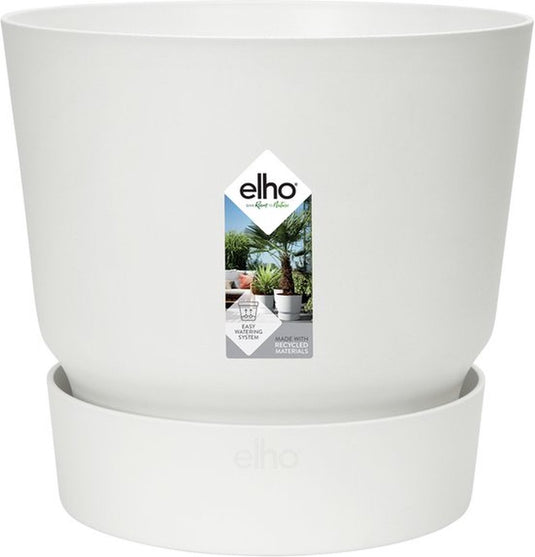 Elho greenville rond 30 - grote bloempot voor buiten met waterreservoir - 100% gerecycled plastic - ø 29.5 x h 27.8 cm - wit