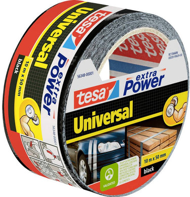 Tesa extra power universal - duct tape - 10 m x 50 mm - zwart