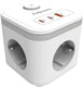 Fellowes power cube stekkerdoos - type f – 3 stopcontacten + 2x usb‑c usb‑a – verlengsnoer 2m – met schakelaar – bureau kabelmanagement