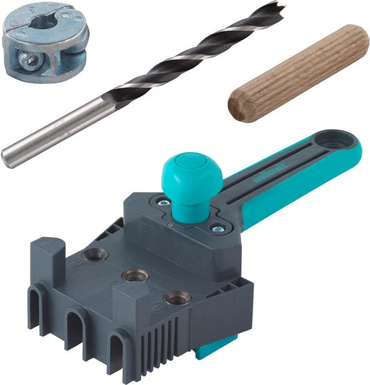 Wolfcraft - deuvelmal set inclusief 150 deuvels - deuvel mal - deuvelaar ø 8mm x 40mm - deuvel boormal - deuvelset - 8621000