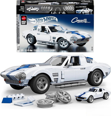 Mattel brick shop hot wheels elite serie - corvette grand sport - bouwspeelgoed - 918 onderdelen