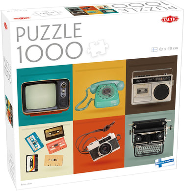 Tactic retro vibes – puzzel – 1000 stukjes – vintage elektronica en design – kleurrijke retrostijl – hoogwaardige scandinavische kwaliteit