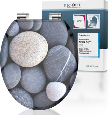 Schütte wc-bril 80130 grey stone - mdf-hout - soft close - verchroomde scharnieren - belastbaar tot 175 kg - decor - 3-zijdige print