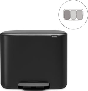 Brabantia bo prullenbak - 3 x 11 liter - afvalscheiding - matt black