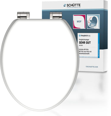 Schütte wc-bril 80101 spirit white - mdf-hout - soft close - verchroomde scharnieren - belastbaar tot 175 kg - gelakt - gesatineerd wit