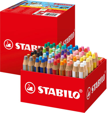 Stabilo woody 3 in 1 - multi talent kleurpotloden - schoolverpakking met 76 stuks 4 puntenslijpers