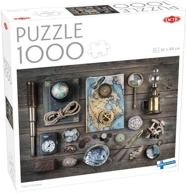 Tactic captain’s belongings – puzzel – 1000 stukjes – maritieme ontdekkingsobjecten – vintage navigatie en avontuur – hoogwaardige scandinavische kwaliteit