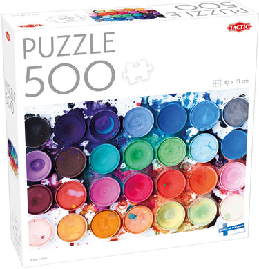 Tactic water colors – puzzel – 500 stukjes – kleurrijke waterverf palet – creatieve kunst en schildermaterialen – hoogwaardige scandinavische kwaliteit