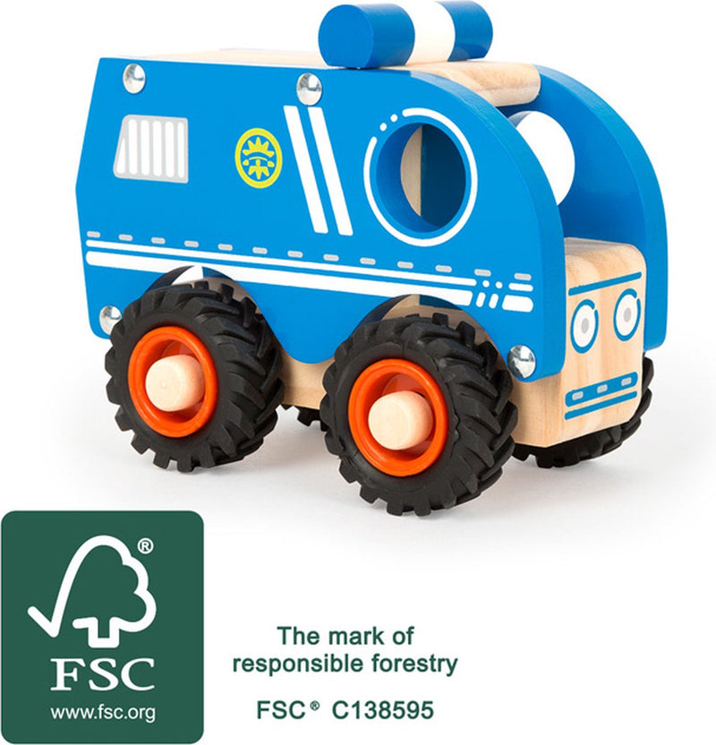 Load image into Gallery viewer, Small foot - houten politieauto blauw

