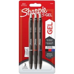 Sharpie gelpen drukknop 0,7 mm zwart, blauw, rood 3 stuks