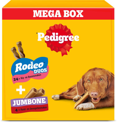 Pedigree hondensnacks - megabox - 24 x rodeo en 4 x jumbone - 780g