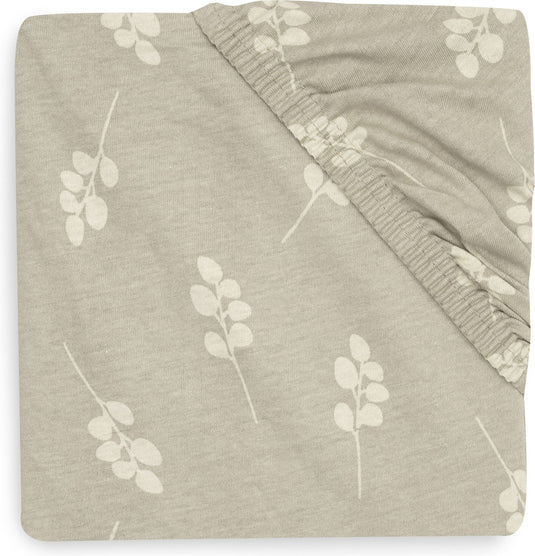 Jollein - hoeslaken jersey 70x140cm - wieg, ledikant, babybed - twig - olive green