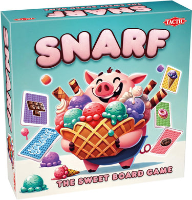 Tactic snarf - bordspel - strategisch kaartspel - familiespel - vul de snoepwinkels en stuur het varken - actiekaarten, tactiek en verrassende wendingen - 2 tot 4 spelers - vanaf 6 jaar