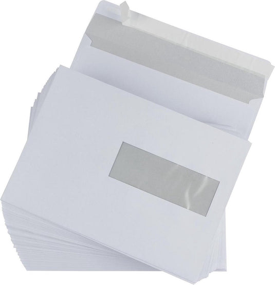 Gallery enveloppen formaat 156 x 220 mm venster rechts stripsluiting binnenzijde grijs 500 stuks