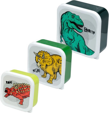 Puckator brooddoos - snackdoosjes - dino - set van 3 -